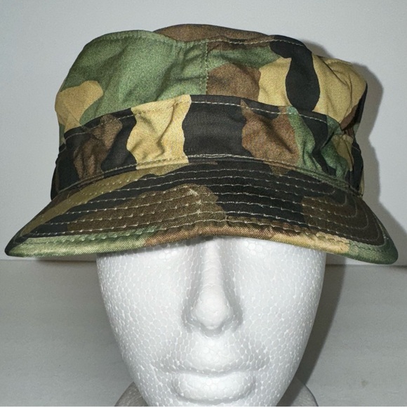 Late 80s US Military Issue Woodland Camo BDU Cap, Sz 7-3/8 - Picture 4 of 13